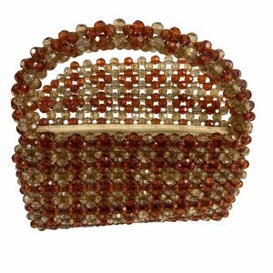 Handmade MidCentury Fully Beaded Lined Zip Handbag